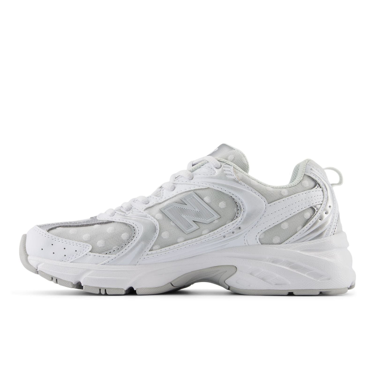 New Balance 530 White Silver Metallic Polka Dots