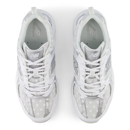 New Balance 530 White Silver Metallic Polka Dots
